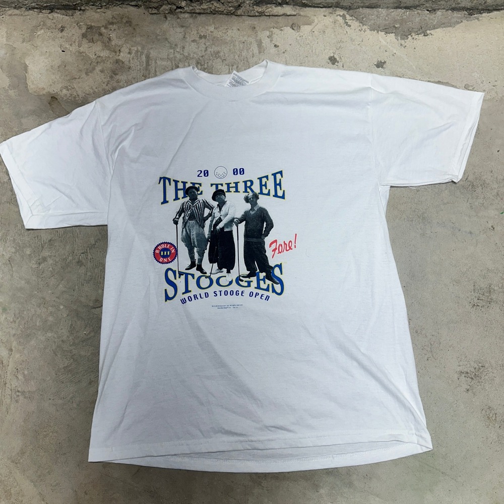 2000 The Three Stooges World Stooge Open Golf T Shirt Large‎ L White Jerzees